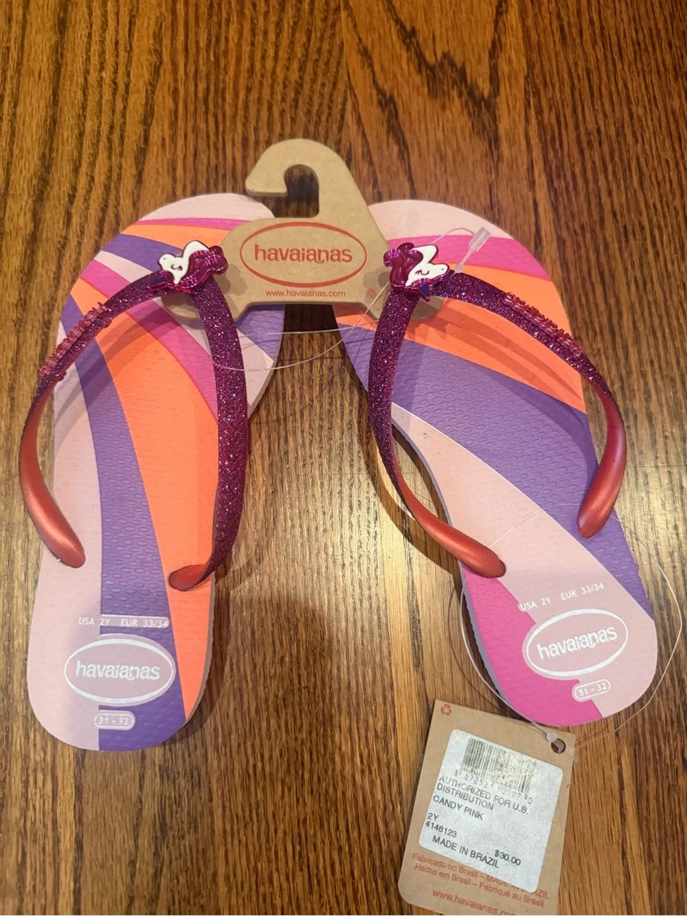 BNWTHavaianas Purple and Orange Kids Flip Flops